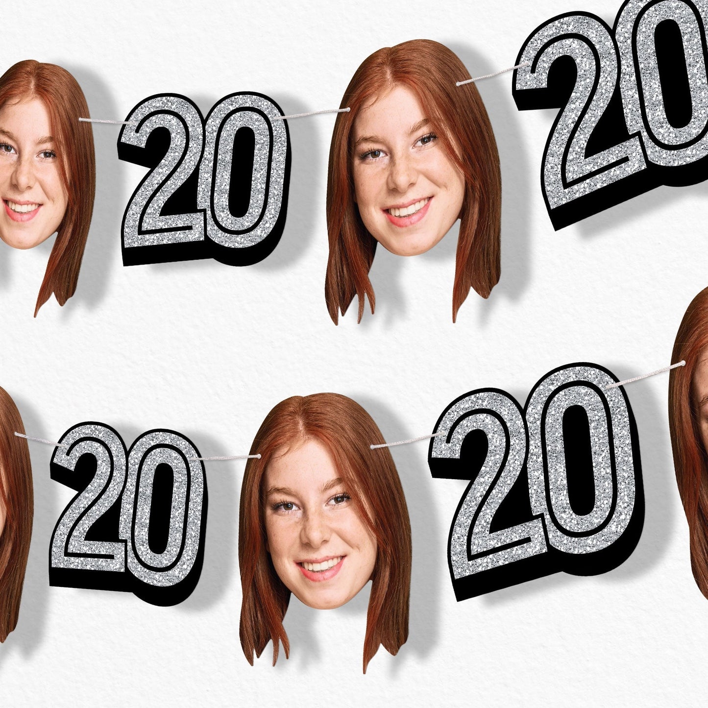 Custom Face 20th Birthday Garland Banner