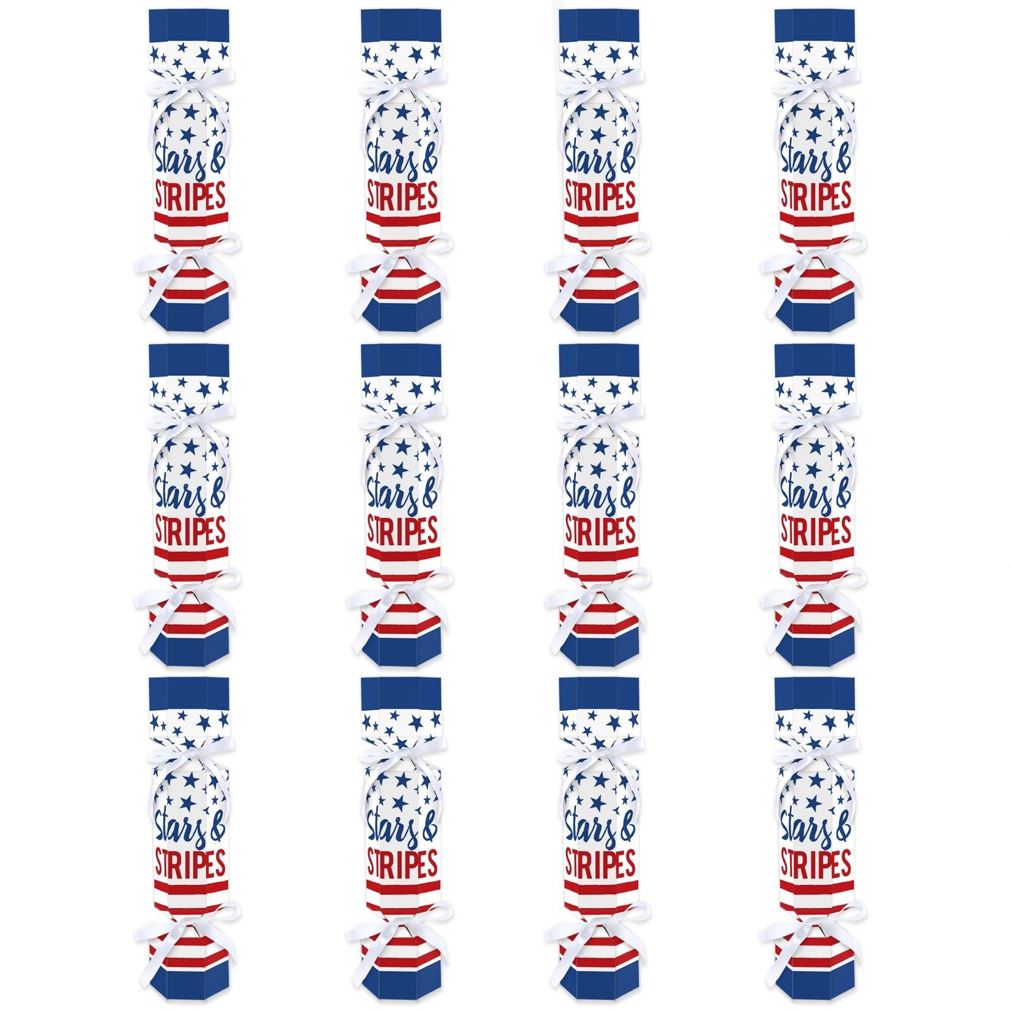 Stars & Stripes - No Snap Patriotic Party Table Favors - DIY Cracker Boxes - Set of 12