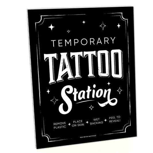 Temporary Tattoo Station Sign - Black & White