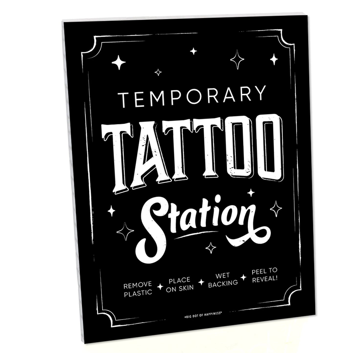 Temporary Tattoo Station Sign - Black & White