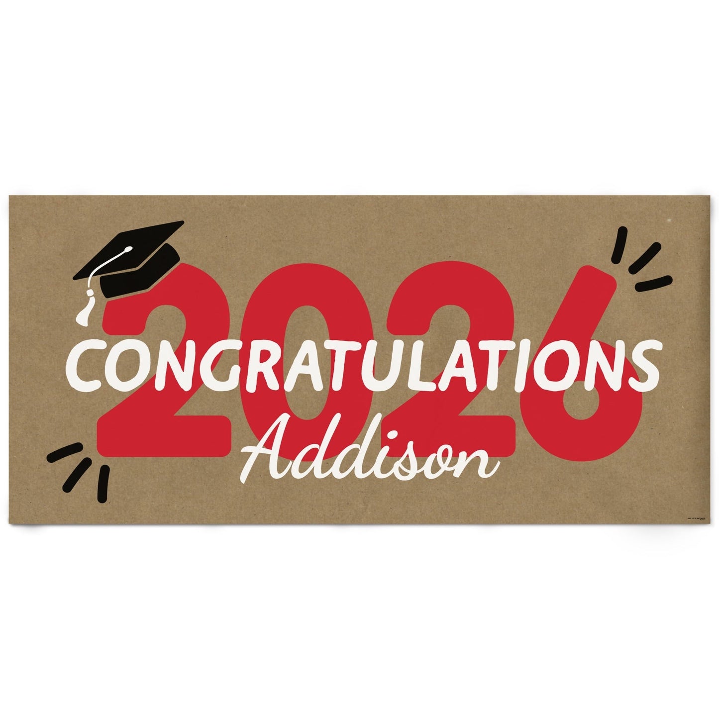 Custom Text Red 2026 Grad Kraft Banner