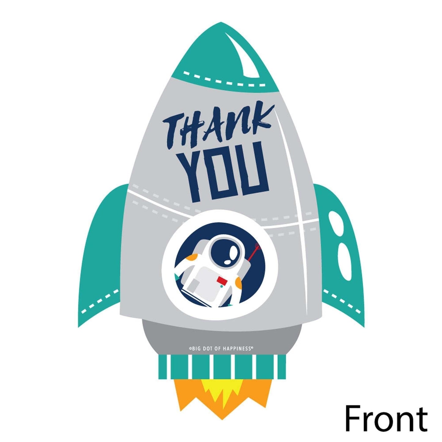 Blast Off to Outer Space - Shaped Thank You Cards - Rocket Ship Baby Shower or Birthday Party Thank You Note Cards with Envelopes - Set of 12
