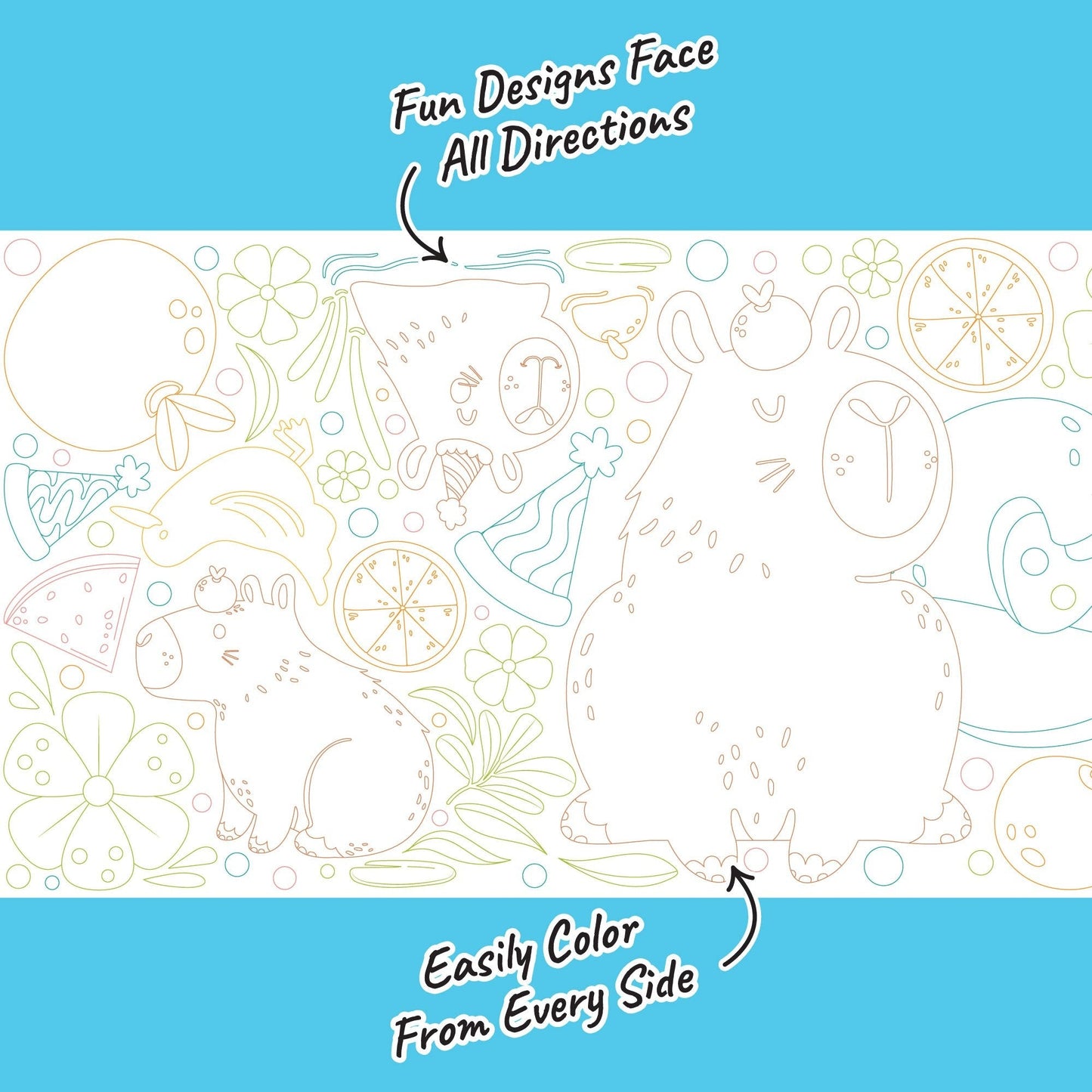 Capy Birthday - Coloring Table Runner - 7'