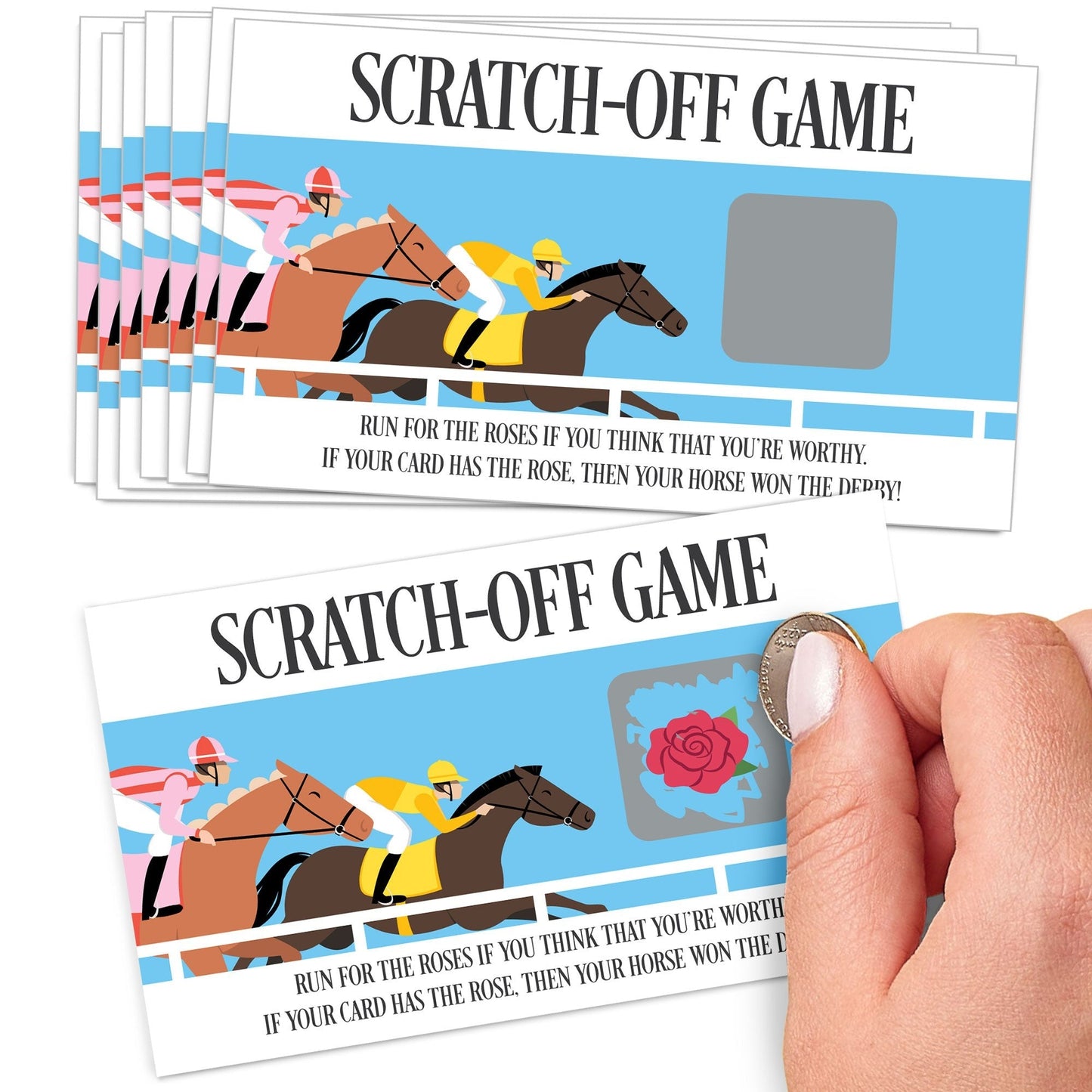 Derby Horse Race Scratch Off Cards Game - 22 Ct