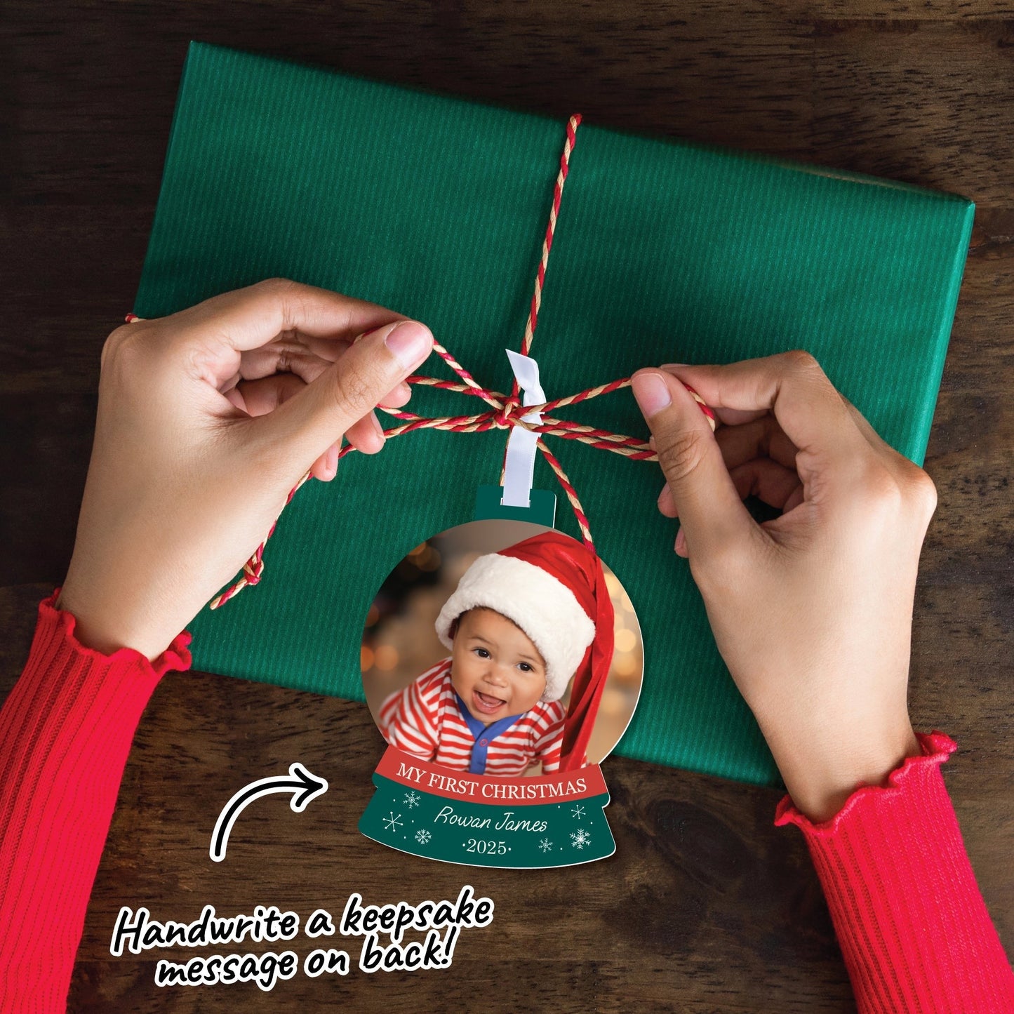 Custom Photo Baby's First Christmas Tree Ornaments - 12 Ct