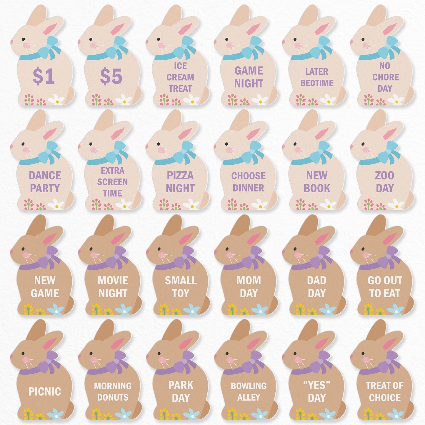 Spring Bunny Easter Egg Hunt Tokens - 24 Ct