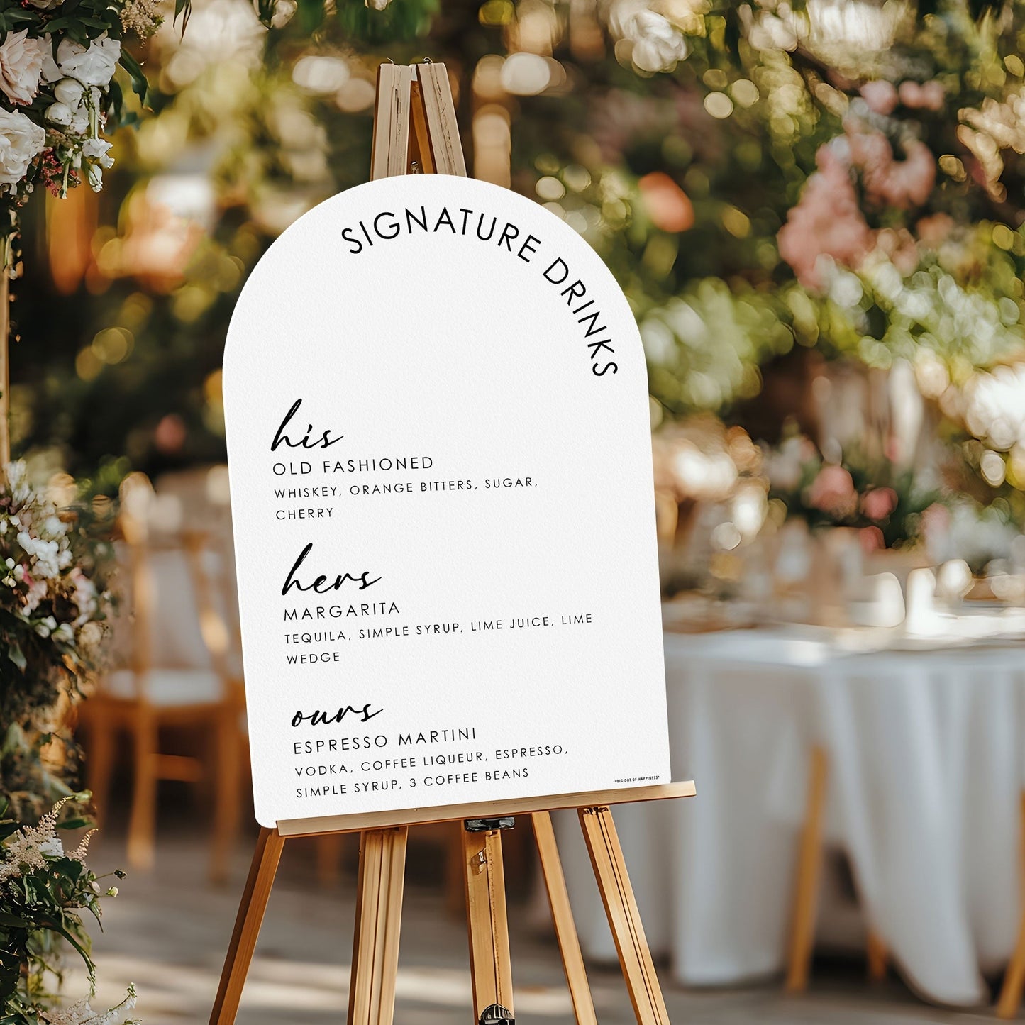 Personalized Signature Drink Menu Wedding Sign (Select Your Size)