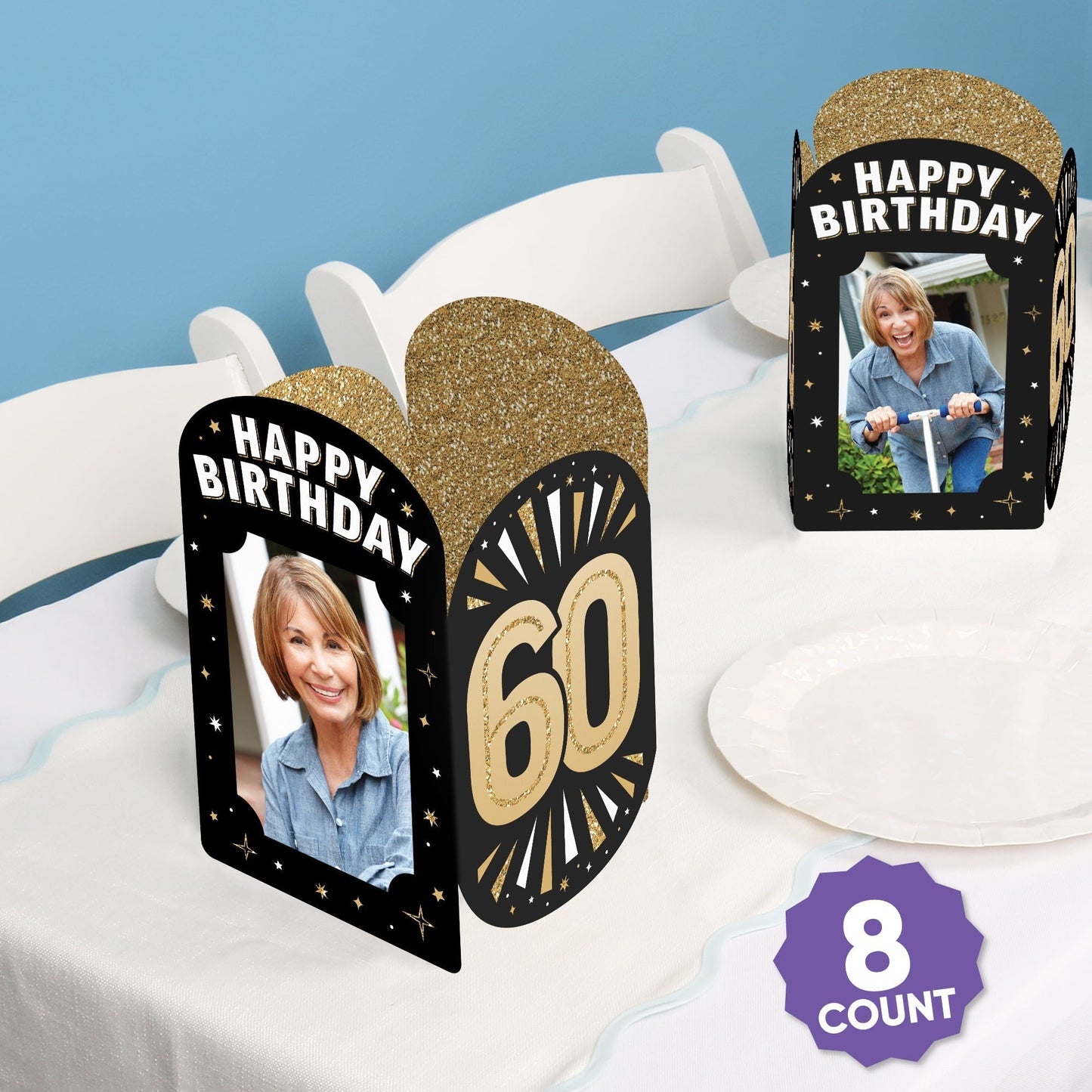 60th Birthday Photo Centerpieces - 8 Ct