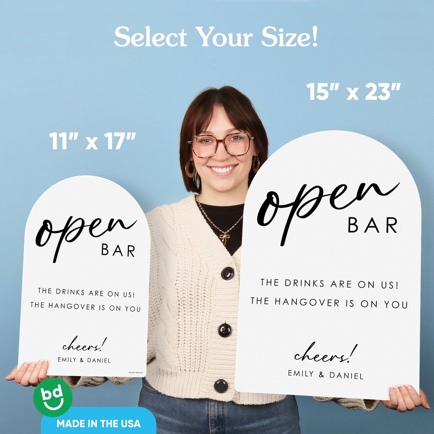 Personalized Open Bar Wedding Sign (Select Your Size)