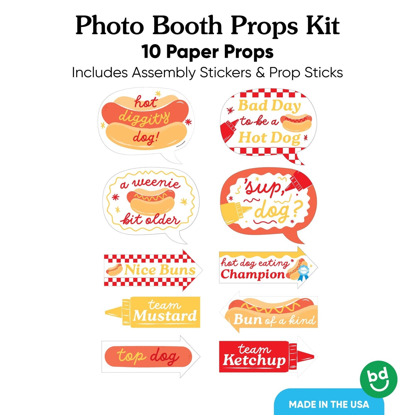 Hot Dog Funny Photo Props - 10 Ct