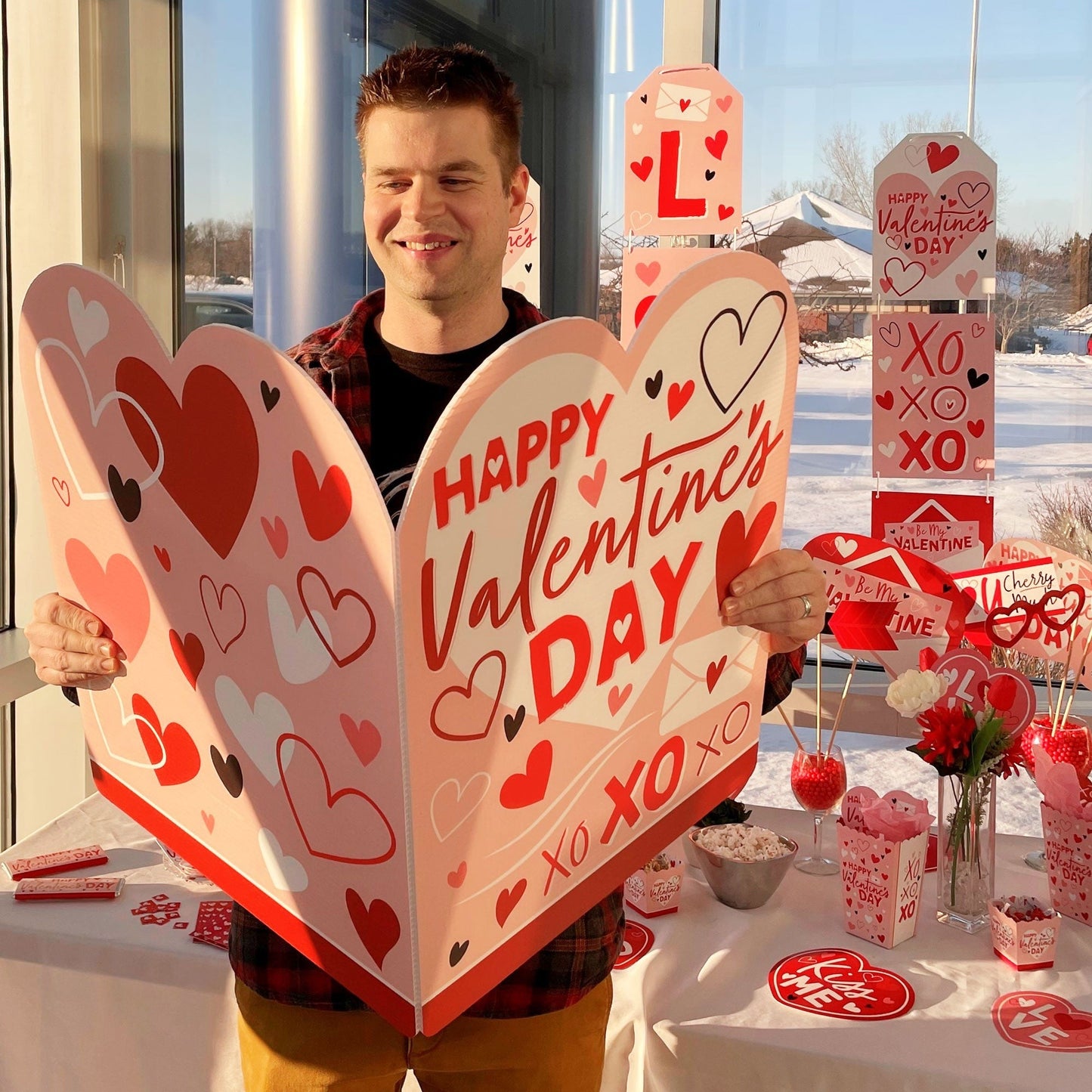 Happy Valentine's Day - Kids Valentine's Day Giant Greeting Card - Big Shaped Jumborific Card - 16.5 x 22 inches