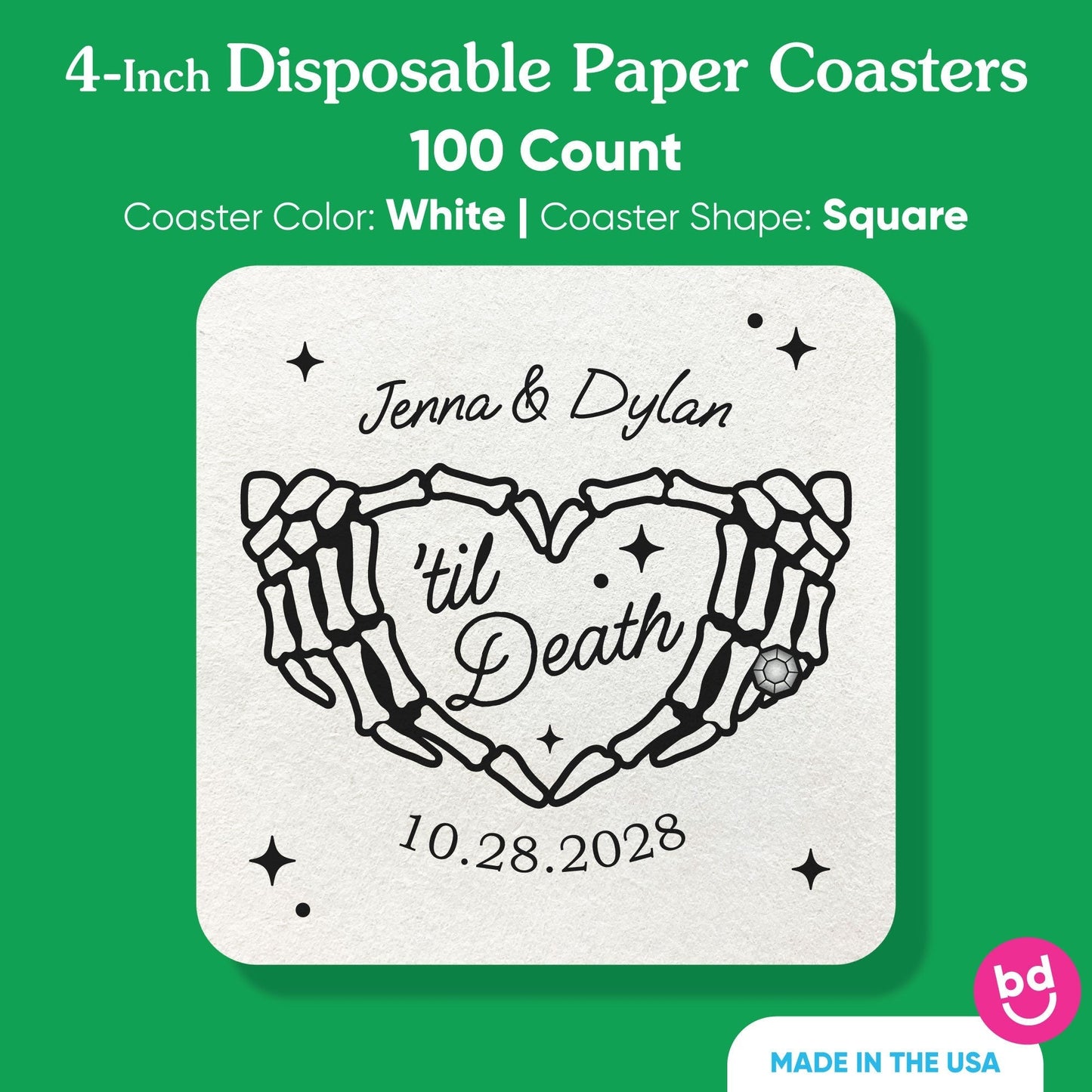 Custom Text Coasters - Til Death Wedding