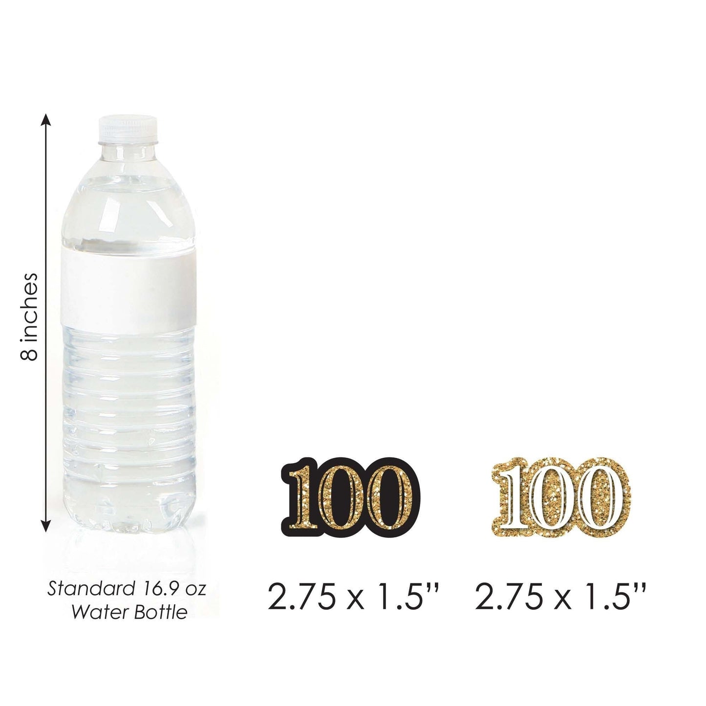 Adult 100th Birthday - Gold - DIY Shaped Party Paper Cut-Outs - 24 ct