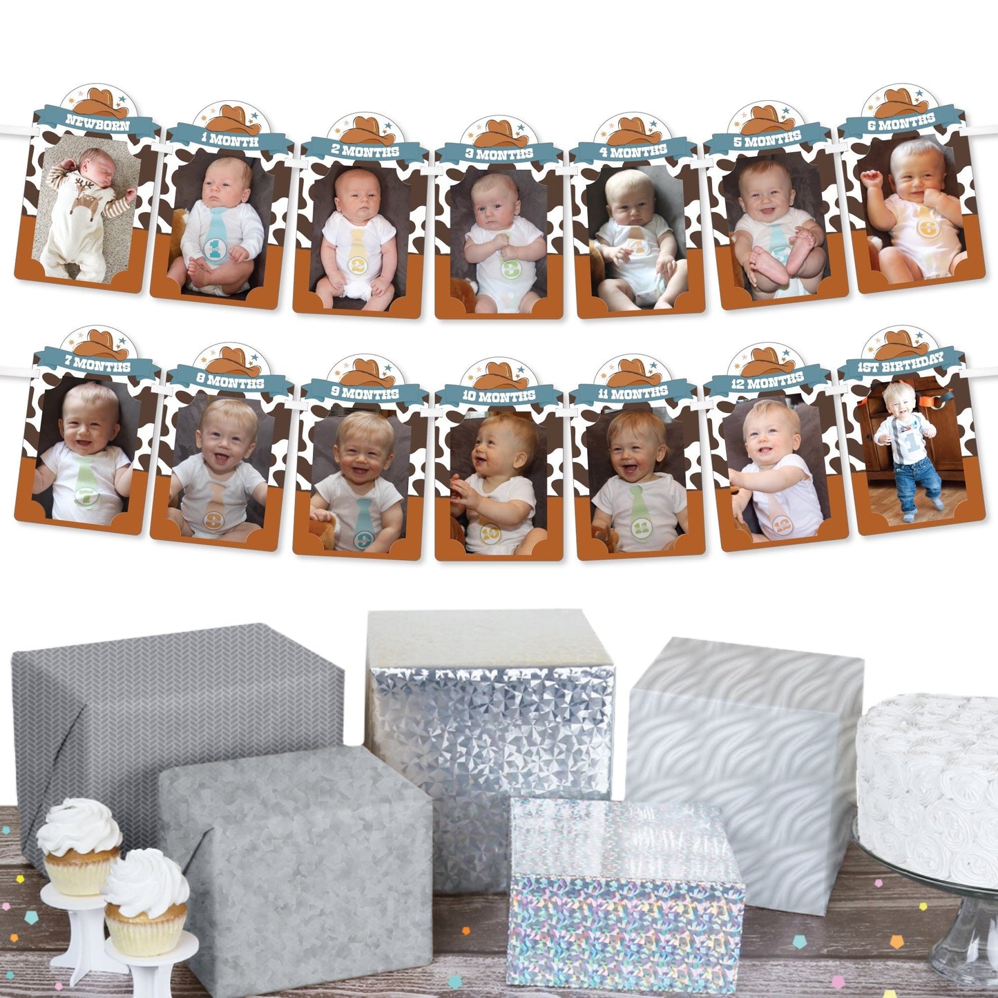 My First Rodeo - DIY Little Cowboy 1st Birthday Party Decor - Picture Display - Photo Banner
