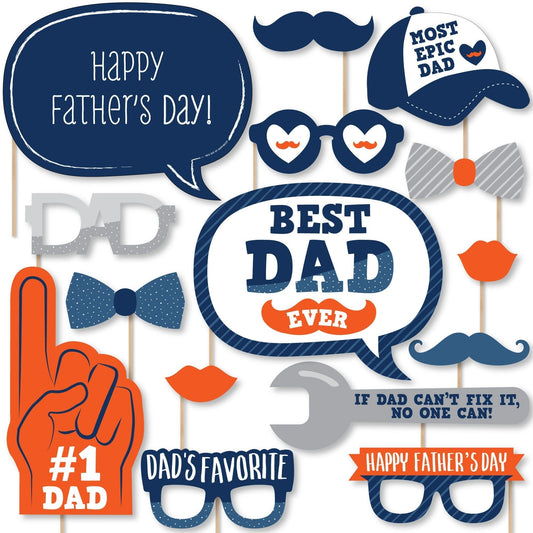 Happy Father's Day - We Love Dad Party Photo Booth Props Kit - 20 Count