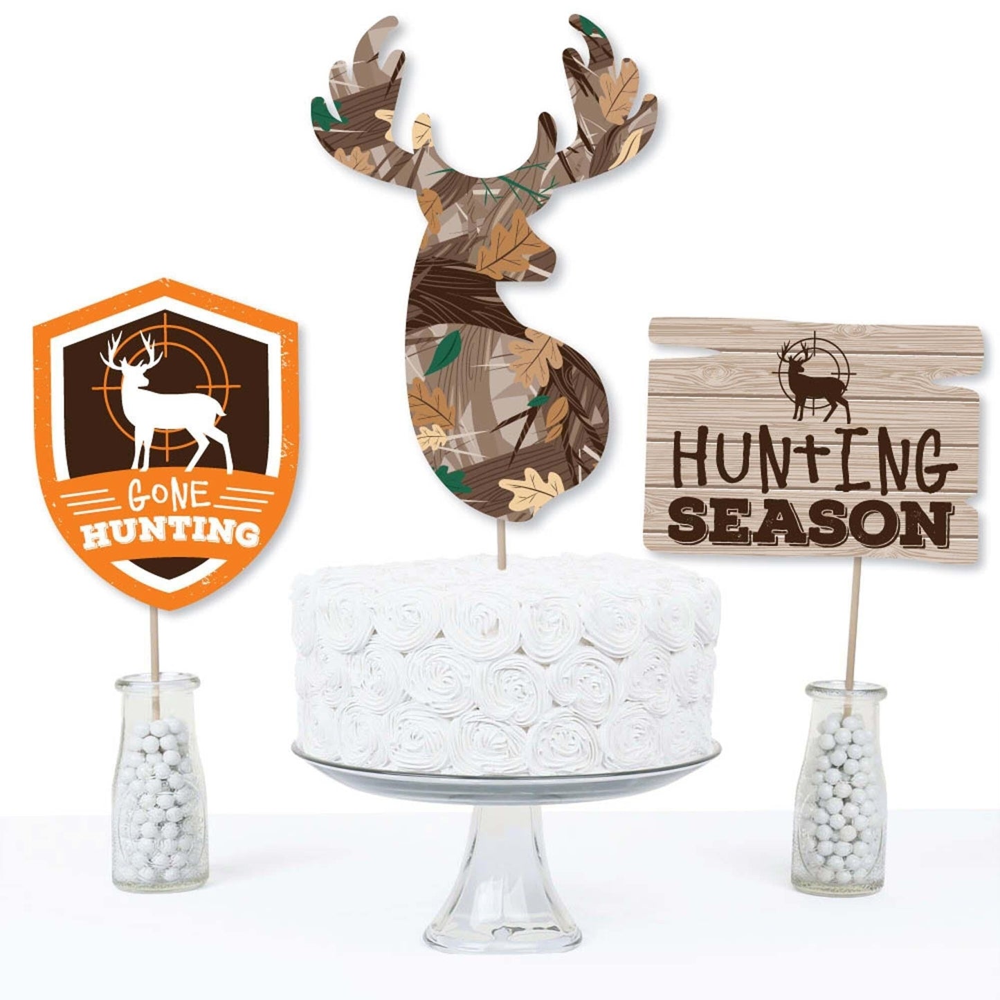 Gone Hunting - Deer Hunting Camo Party Centerpiece Sticks - Table Toppers - Set of 15