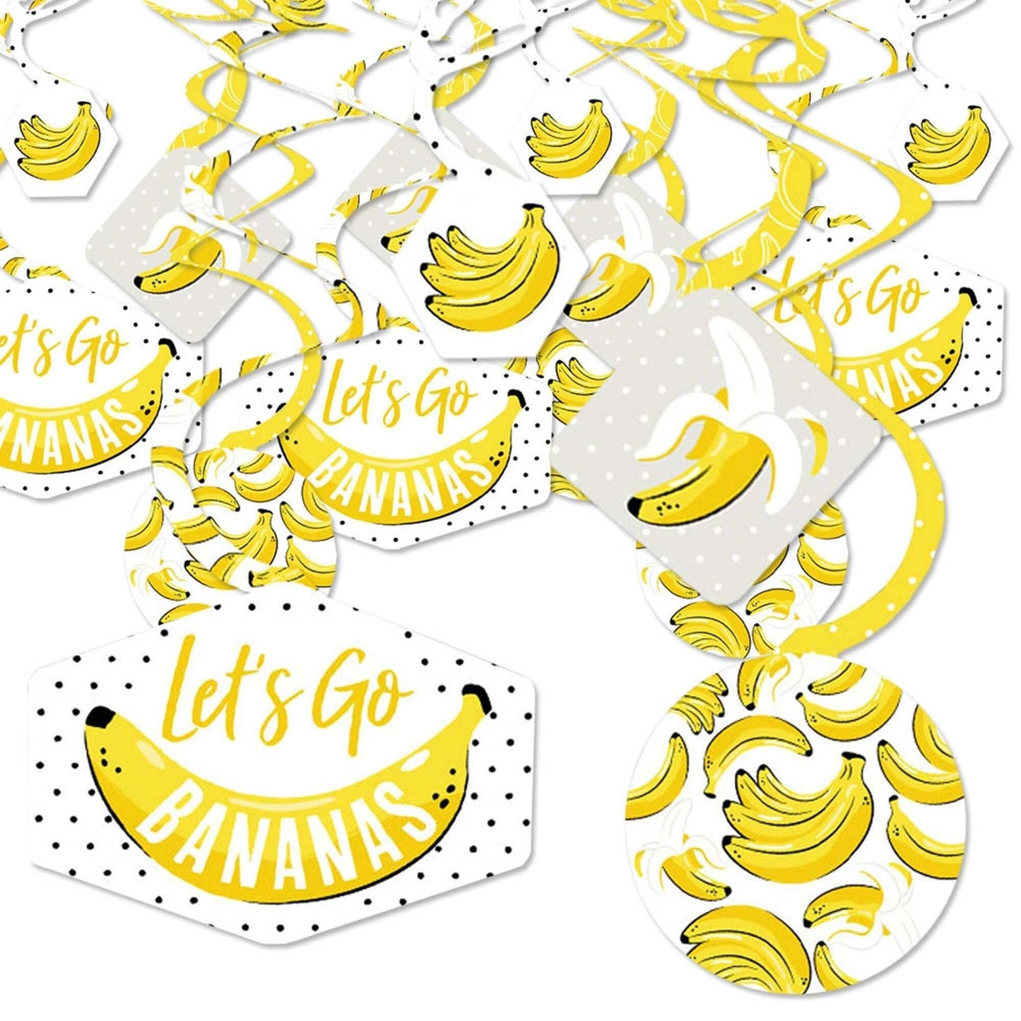 Let's Go Bananas - Tropical Party Hanging Decor - Party Decoration Swirls - Set of 40