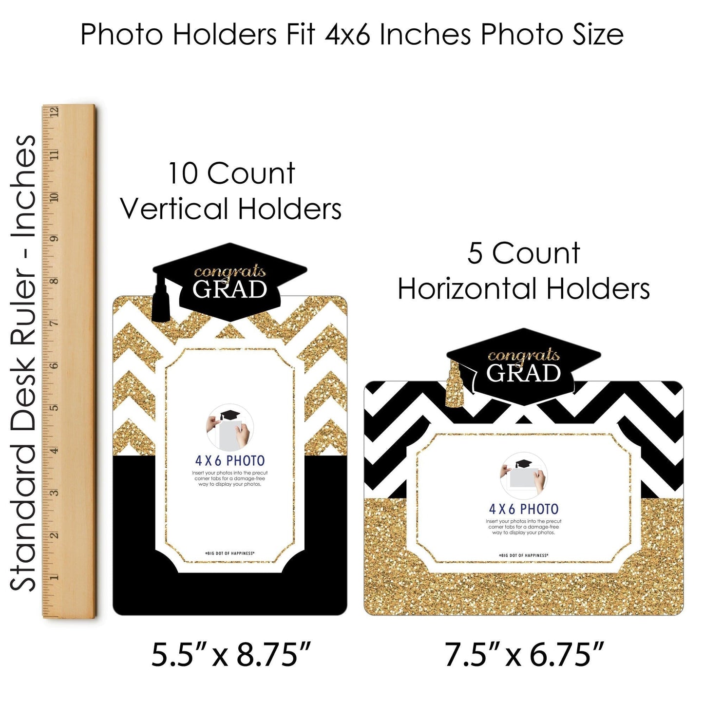Tassel Worth The Hassle - Gold - Graduation Party Picture Centerpiece Sticks - Photo Table Toppers - 15 Pieces