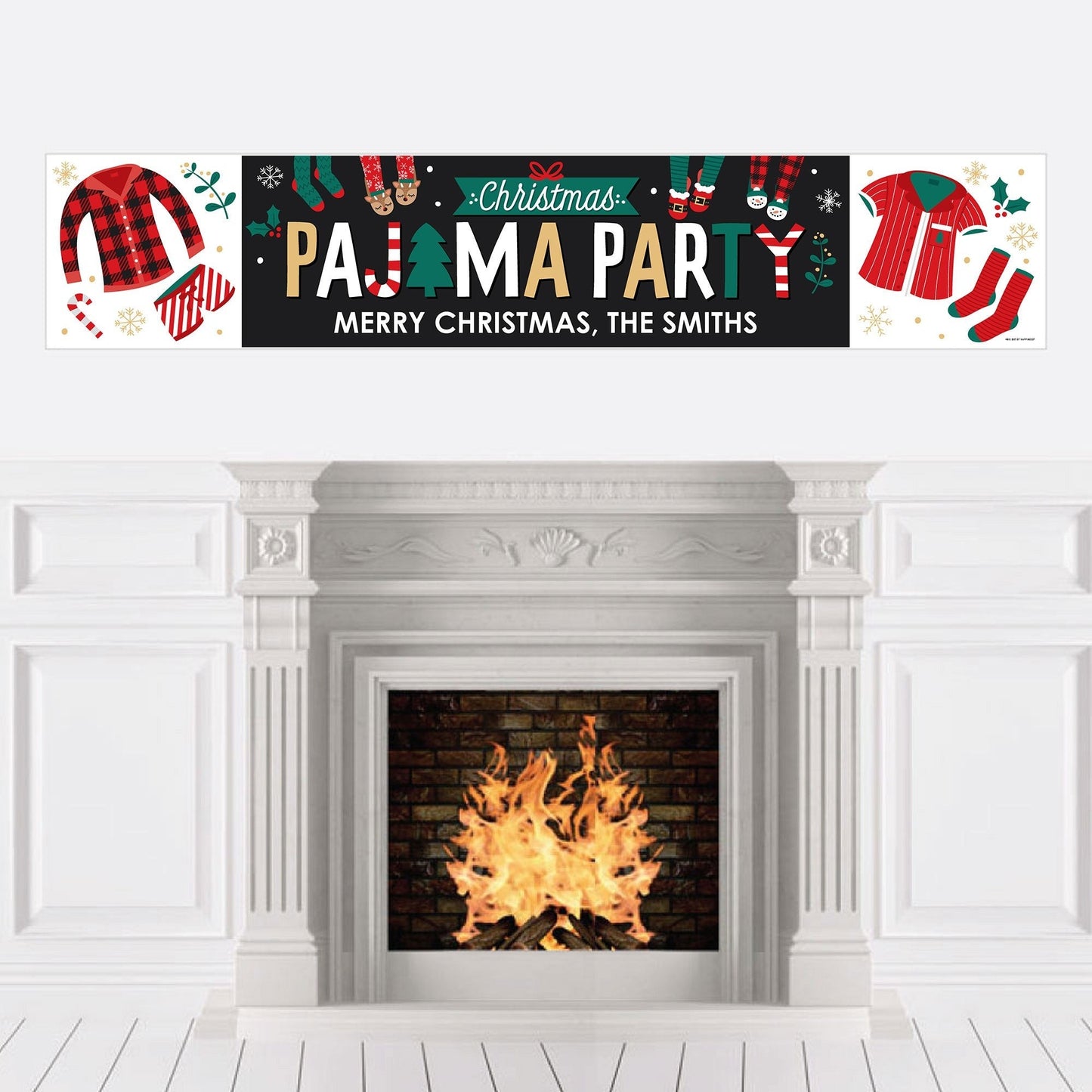 Christmas Pajamas - Personalized Holiday Plaid PJ Party Banner