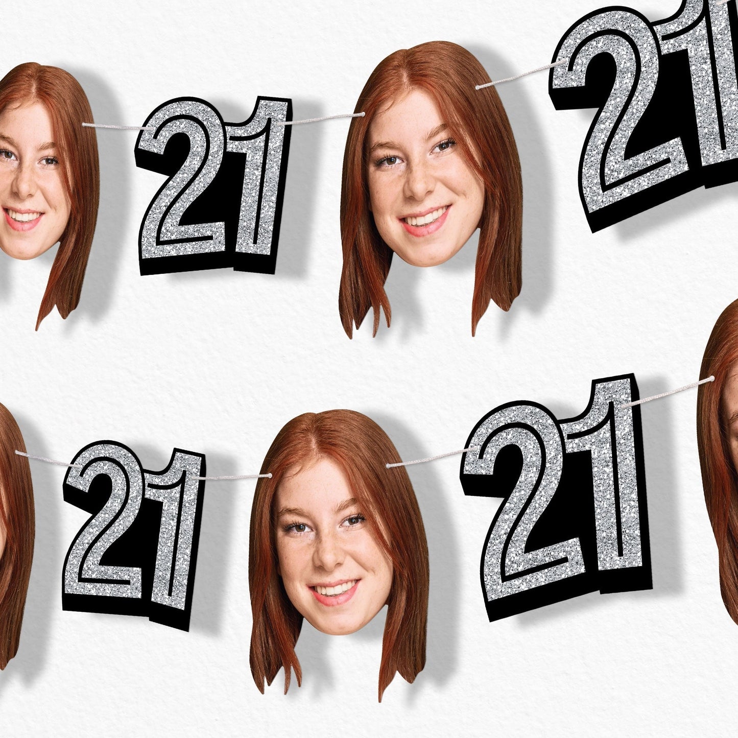 Custom Face 21st Birthday Garland Banner