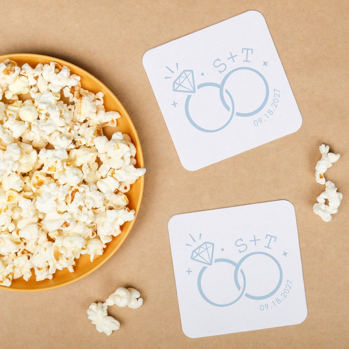 Custom Text Coasters - Wedding Rings