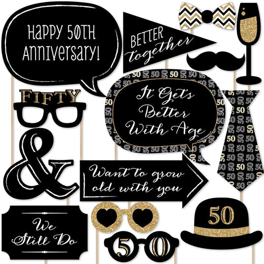 We Still Do - 50th Wedding Anniversary - Anniversary Party Photo Booth Props Kit - 20 Count