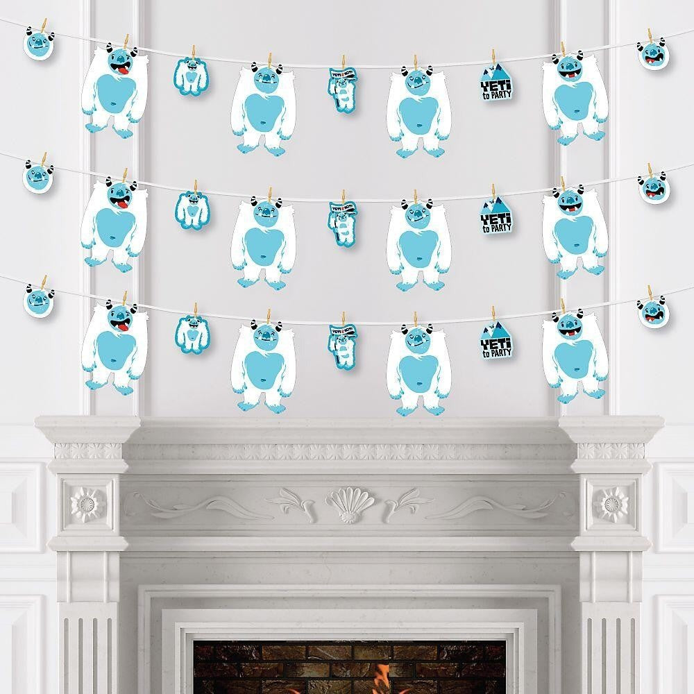 Yeti to Party - Abominable Snowman Party or Birthday Party DIY Decorations - Clothespin Garland Banner - 44 Pieces