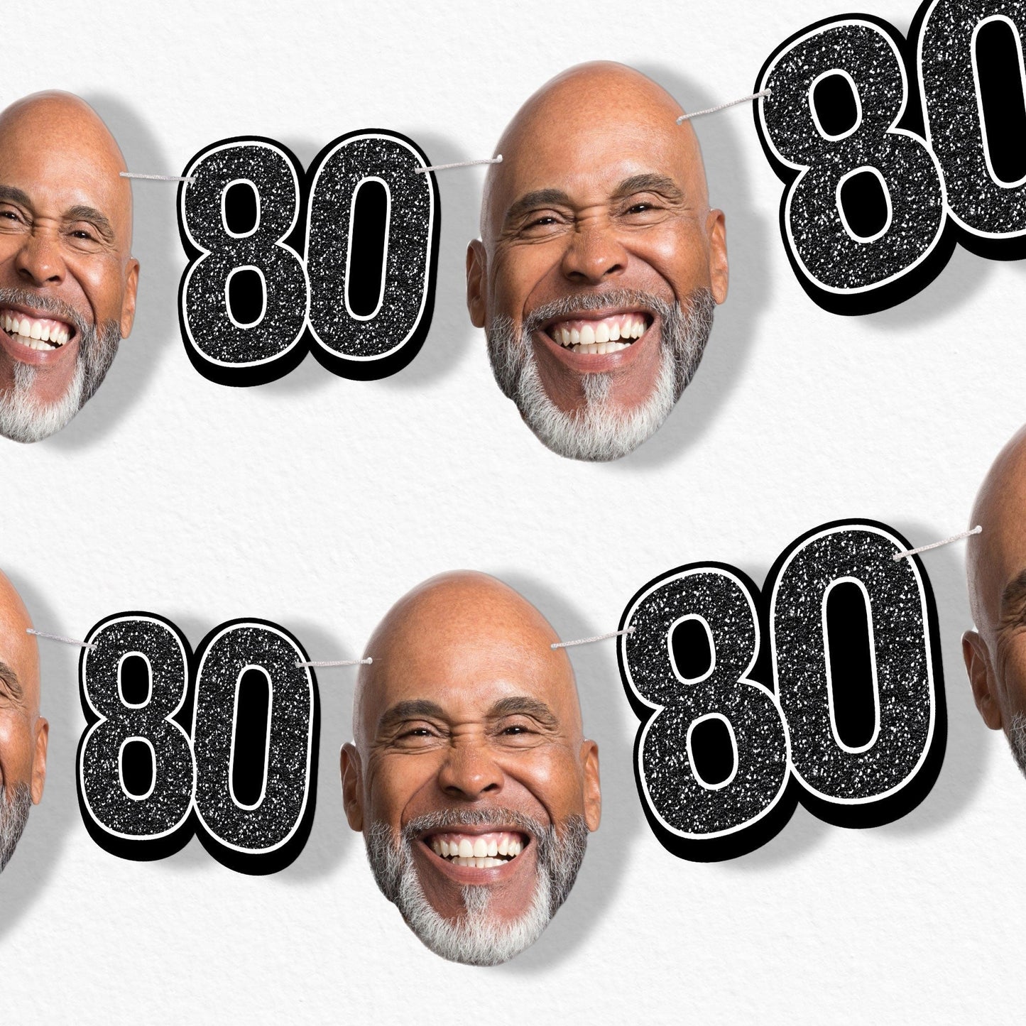 Custom Face 80th Birthday Garland Banner