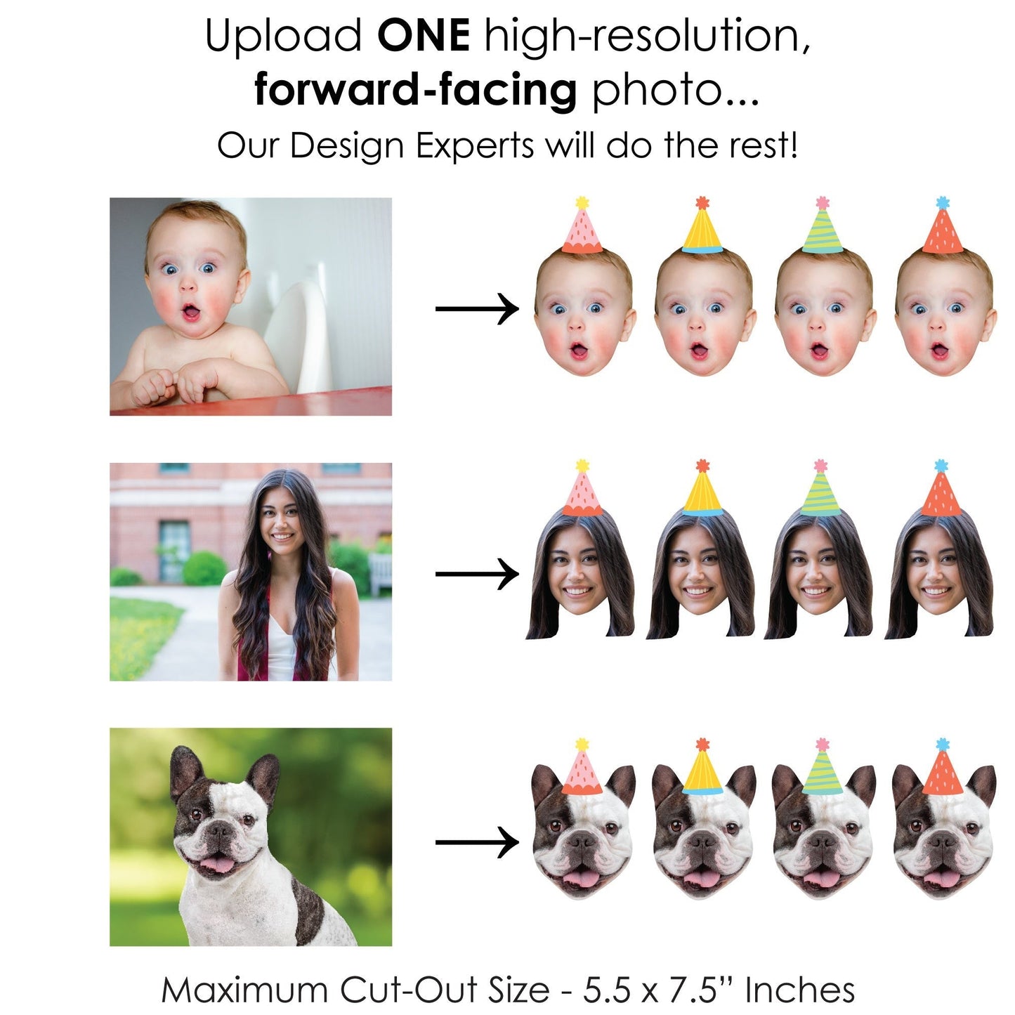 Custom Photo Party Time - Fun Face Decorations DIY Happy Birthday Party Essentials - Set of 20