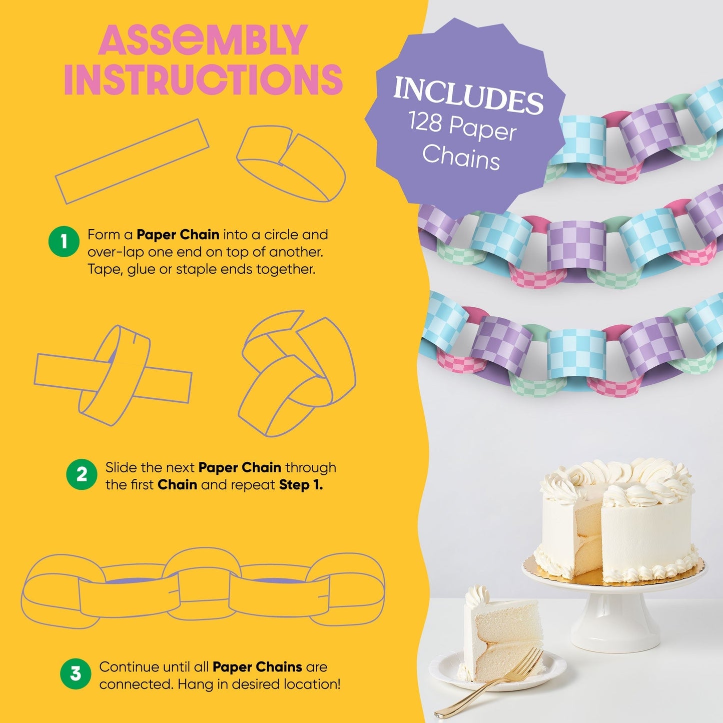 Preppy 10th Birthday Girl DIY Paper Chains - 128 Pc
