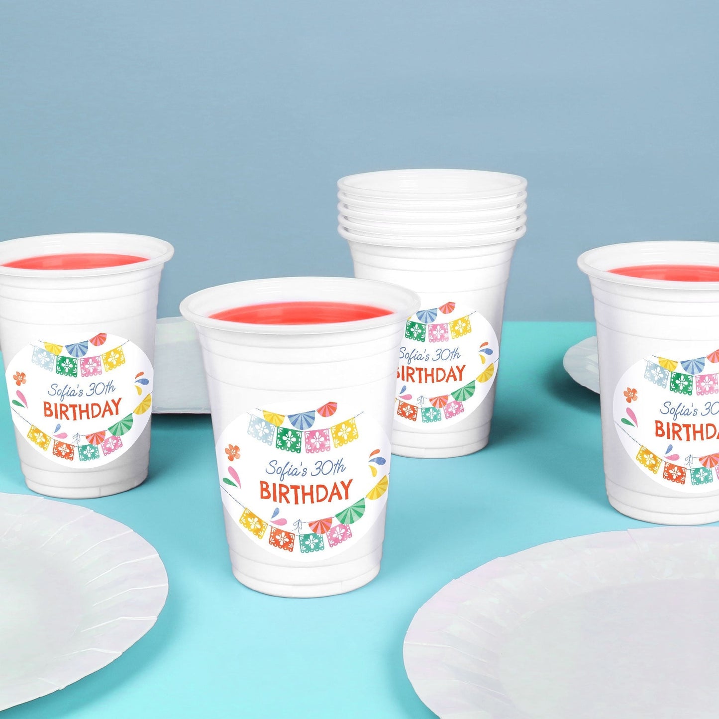 Custom Text Party Cups - Fiesta - 16 Ct