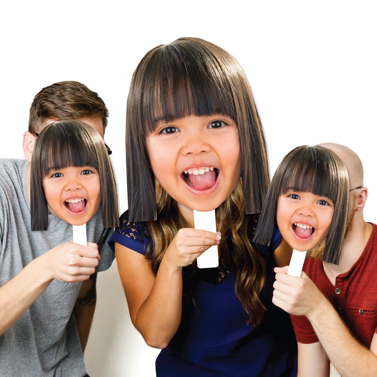 Fun Face Combo - Custom Photo Big Head Cut Out Photo Booth and Fan Props Kit - Upload 1 Photo - Set of 3