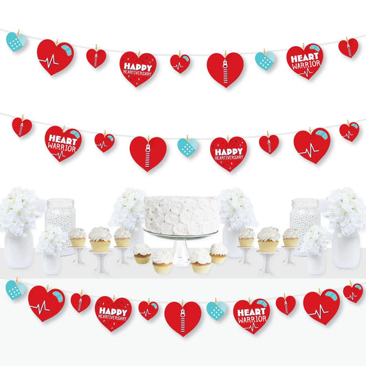 Happy Heartiversary - CHD Awareness DIY Decorations - Clothespin Garland Banner - 44 Pieces