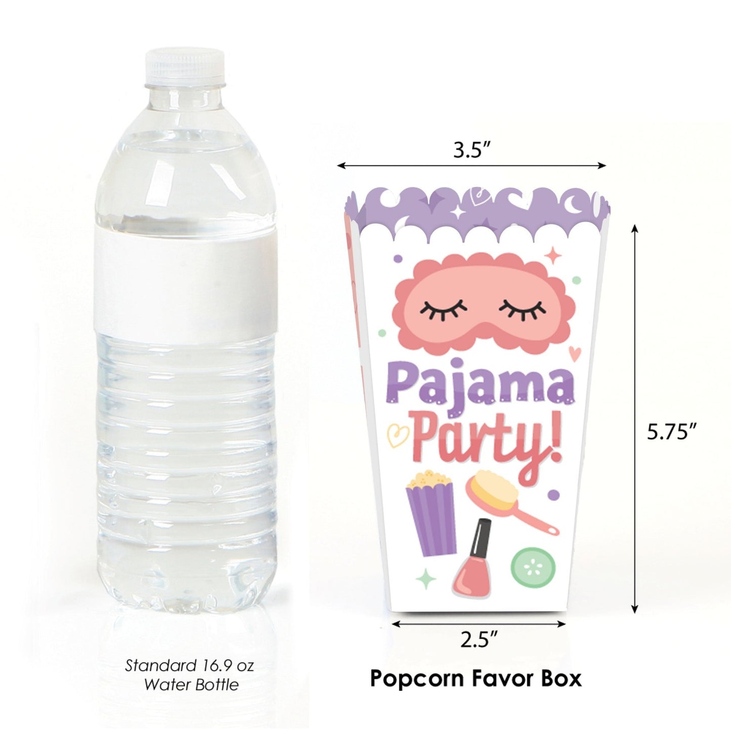 Pajama Slumber Party - Girls Sleepover Birthday Party Favor Popcorn Treat Boxes - Set of 12