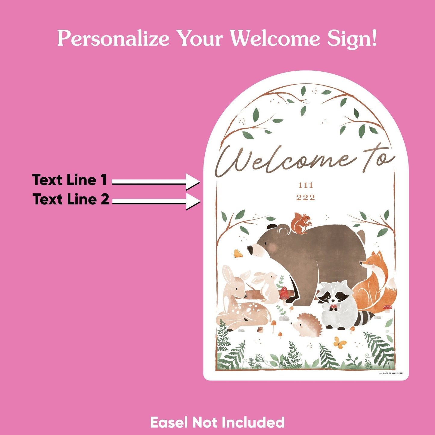 Personalized Text Woodland Animals Welcome Sign (Select Your Size)