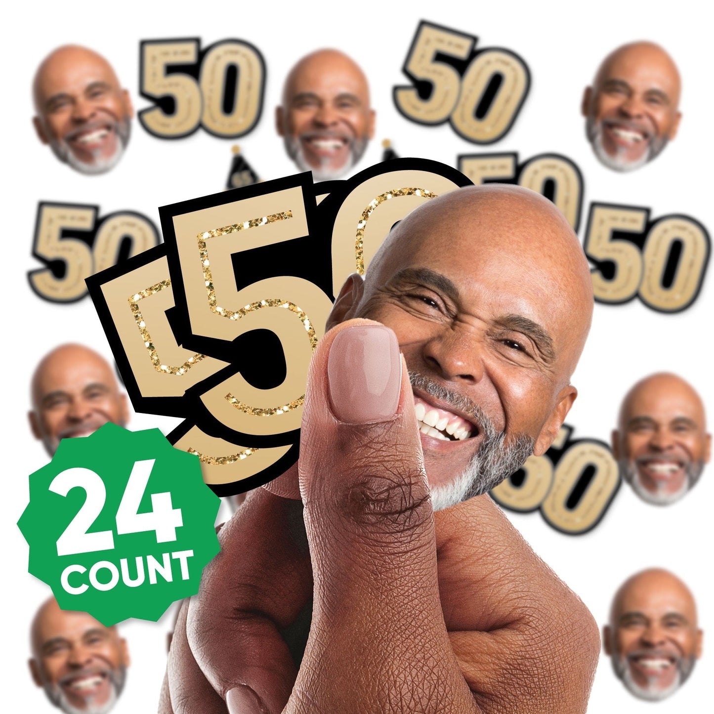 Custom Photo 50th Birthday Cut-Outs - 24 Ct
