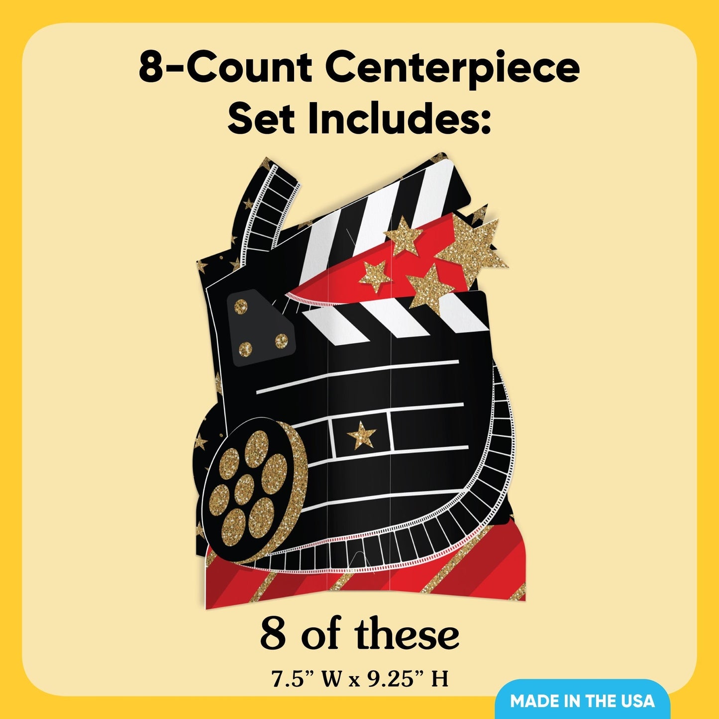 Red Carpet Movie Night 3D Centerpieces - 8 Ct