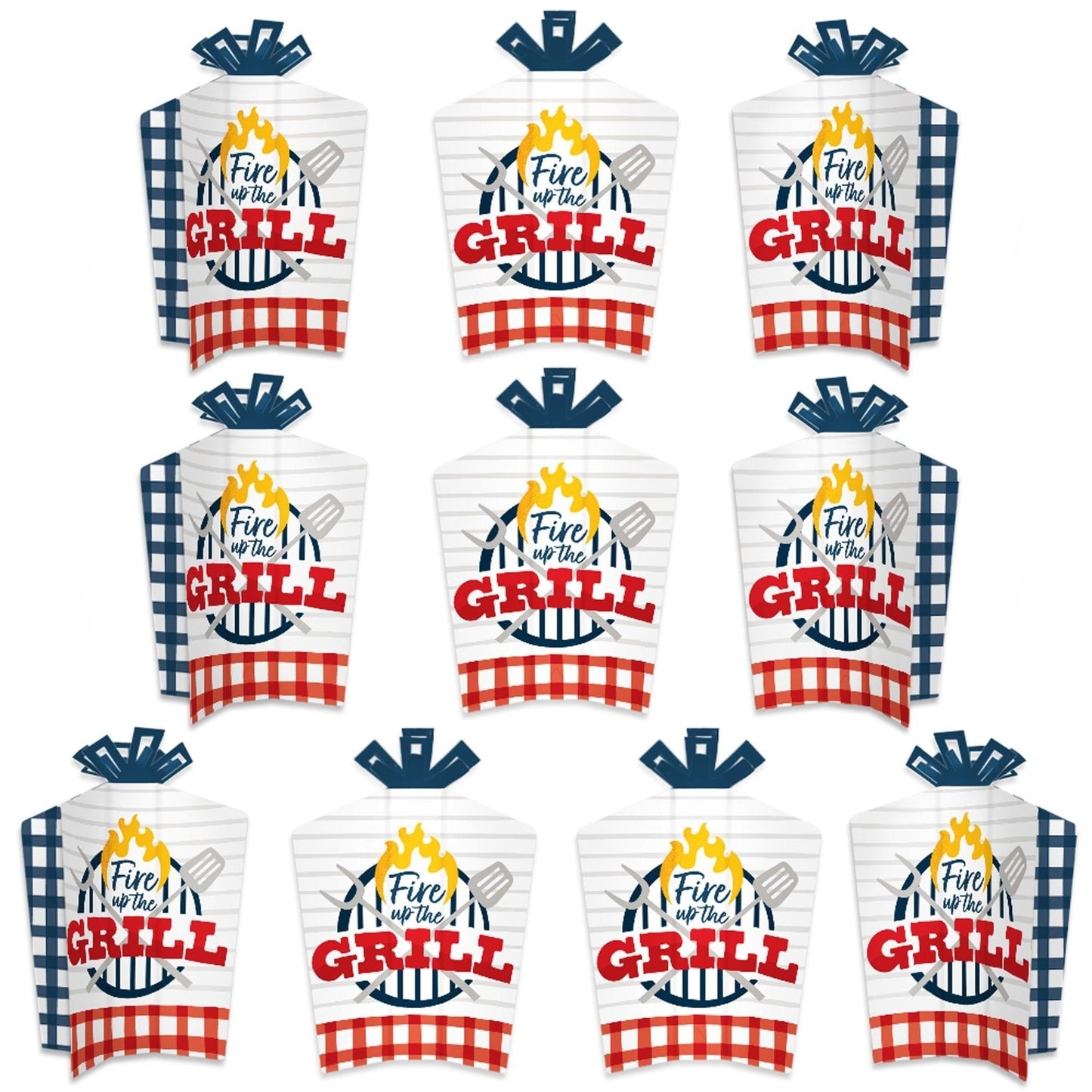 Fire Up the Grill - Table Decorations - Summer BBQ Picnic Party Fold and Flare Centerpieces - 10 Count