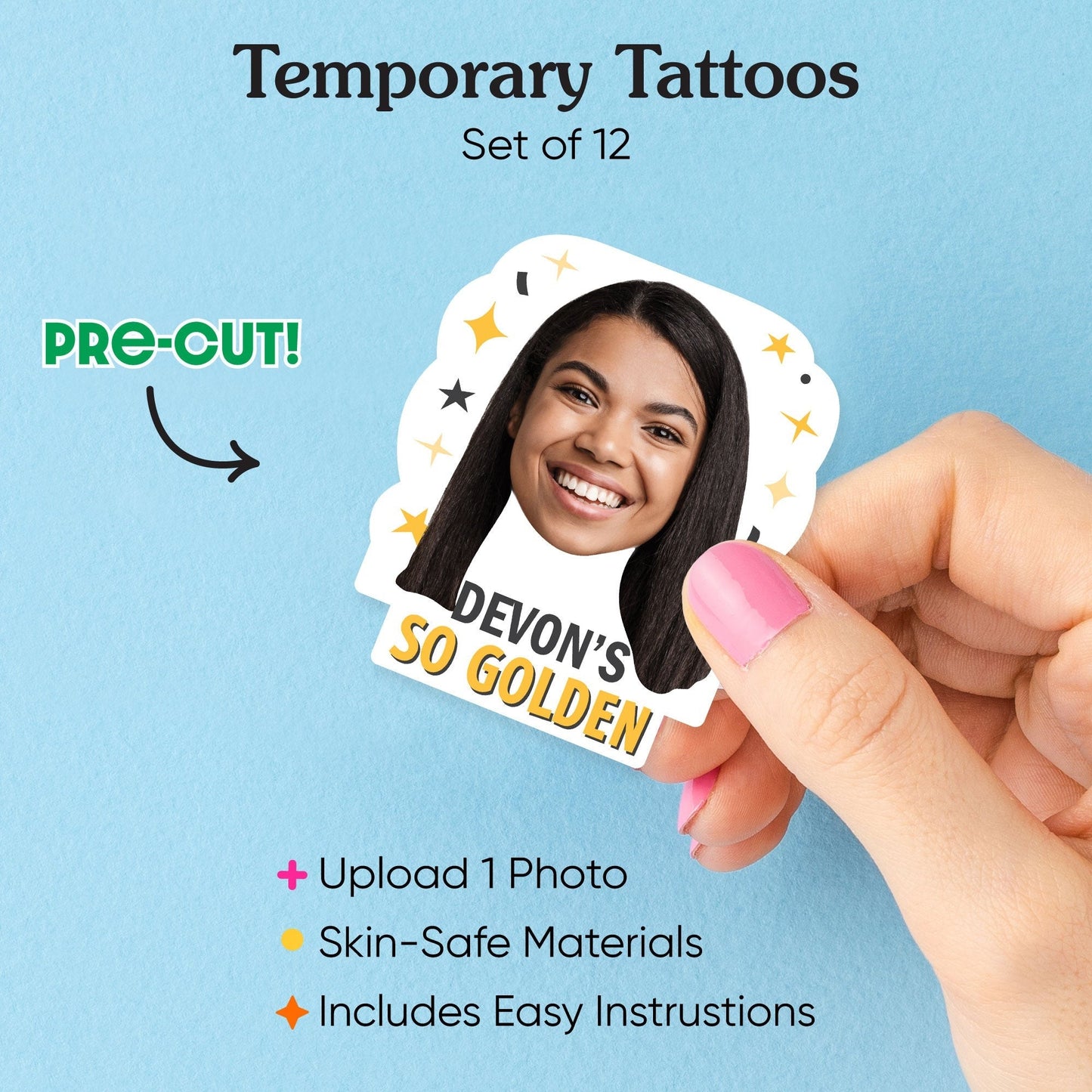 Custom Golden Birthday Temporary Tattoos - 12 Ct