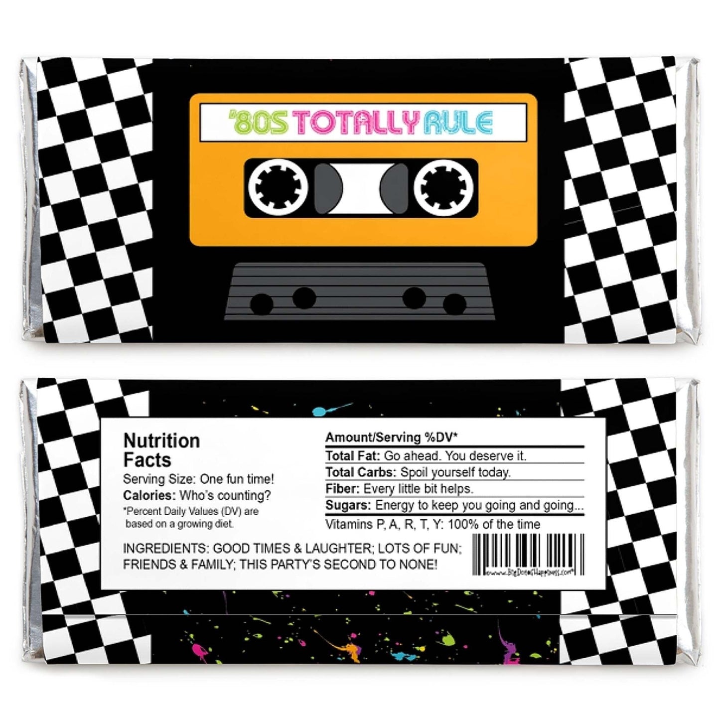 80's Retro - Candy Bar Wrapper Totally 1980s Party Favors - Set of 24