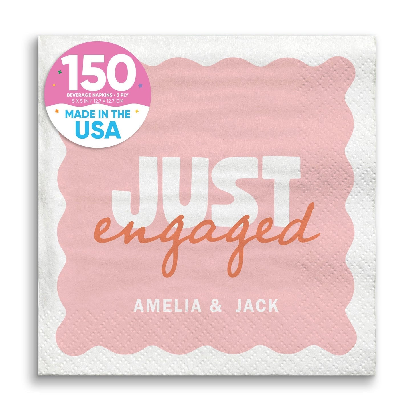 Custom Text Napkins - Wavy Just Engaged