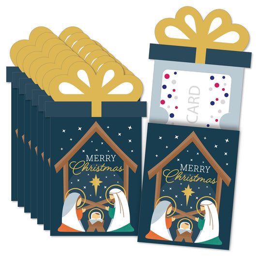 Holy Nativity - Manger Scene Religious Christmas Money and Gift Card Sleeves - Nifty Gifty Card Holders - Set of 8