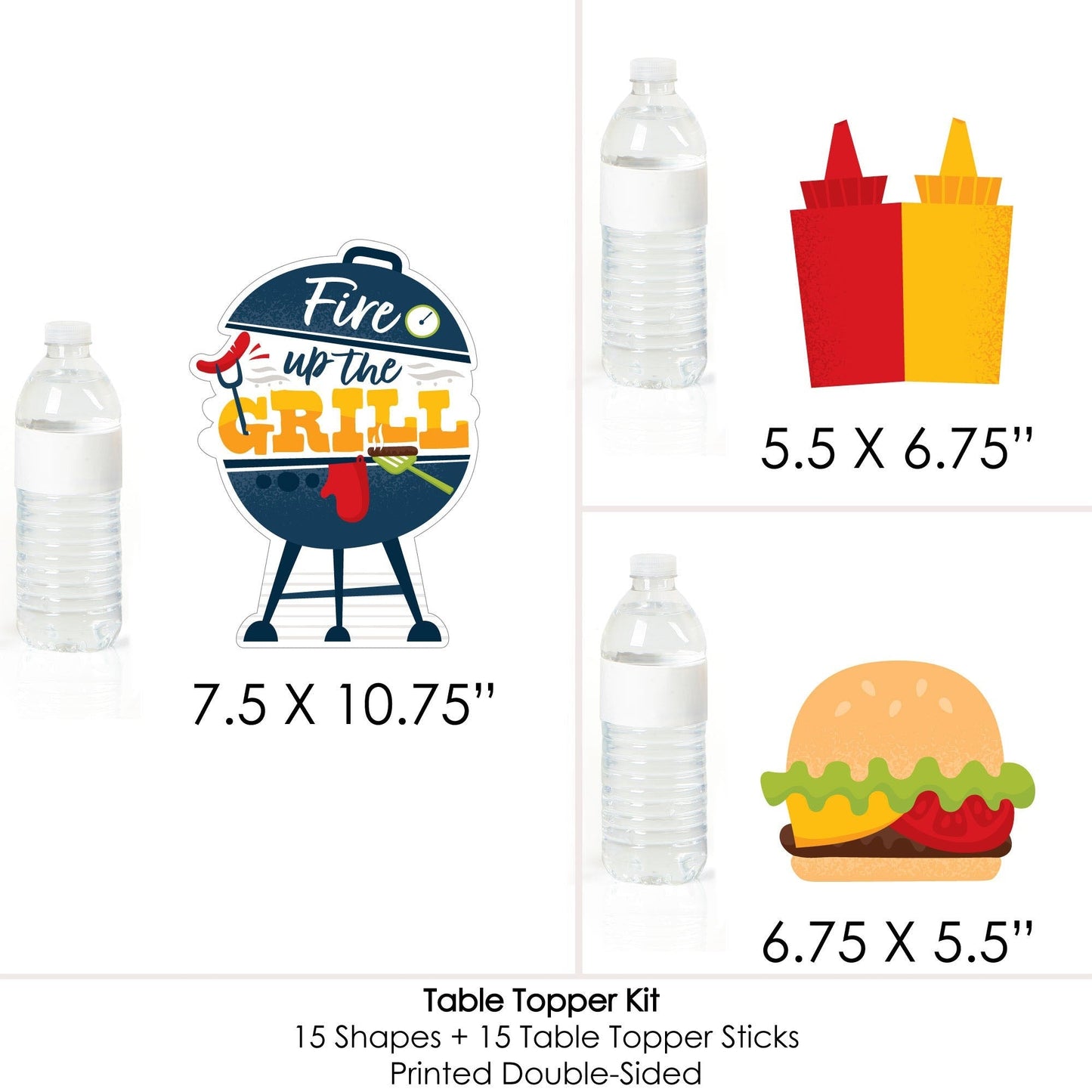 Fire Up the Grill - Summer BBQ Picnic Party Centerpiece Sticks - Table Toppers - Set of 15