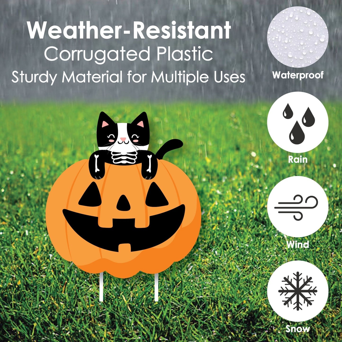 Halloween Pets - Lawn Decorations - Outdoor Cats and Dogs Party Yard Decorations - 10 Piece