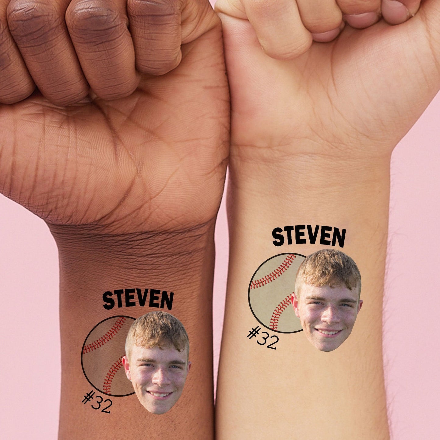 Custom Photo Baseball Temporary Tattoos - 12 Ct