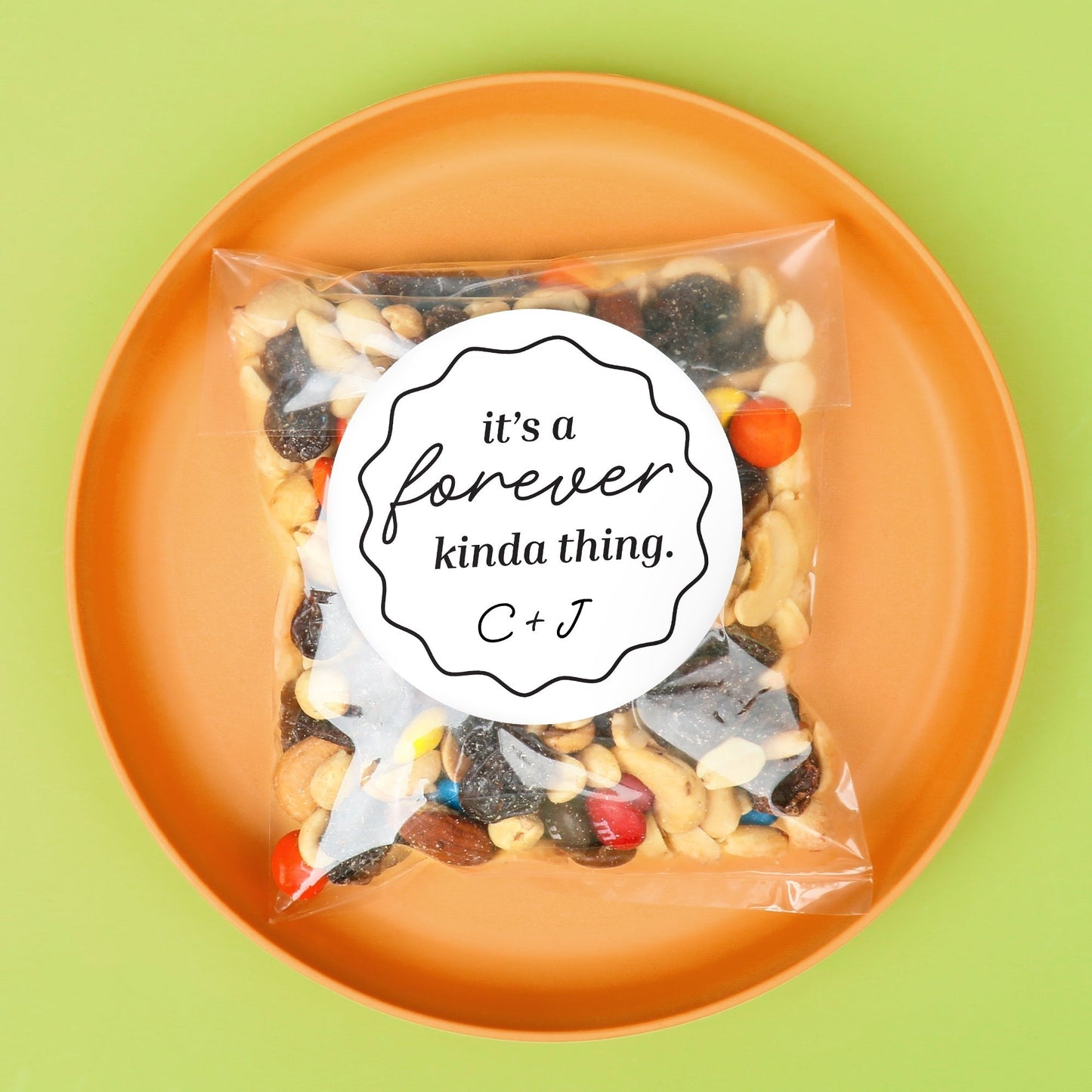Custom Text Stickers & Clear Cookie Bags - It's A Forever Kind of Thing