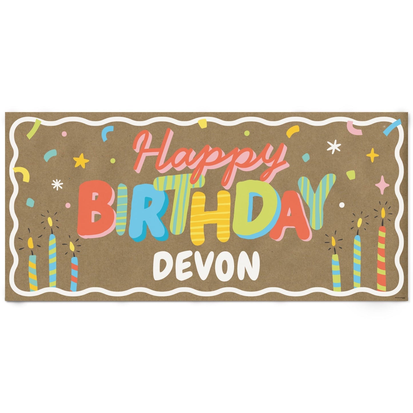 Custom Text Colorful Birthday Kraft Banner