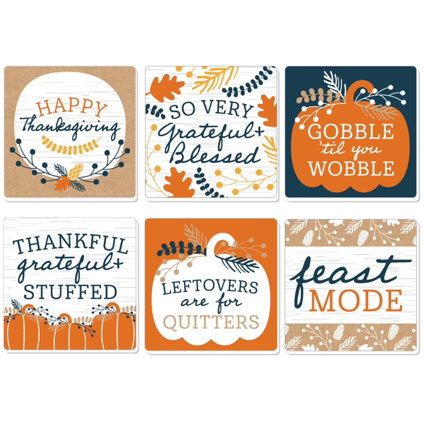 Happy Thanksgiving - Funny Fall Harvest Party Decorations - Drink Coasters - Set of 6
