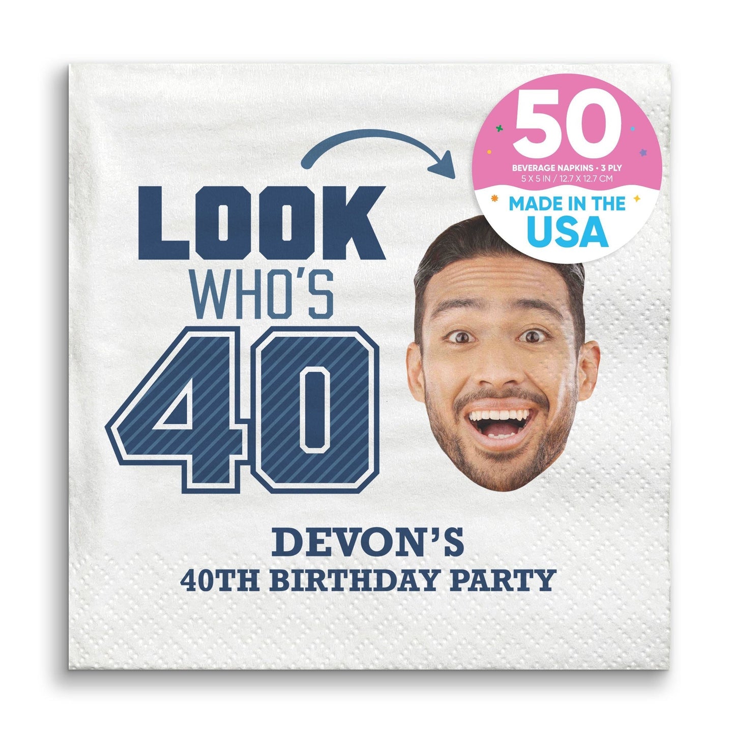 Custom Face Napkins - Look Who's 40 Birthday