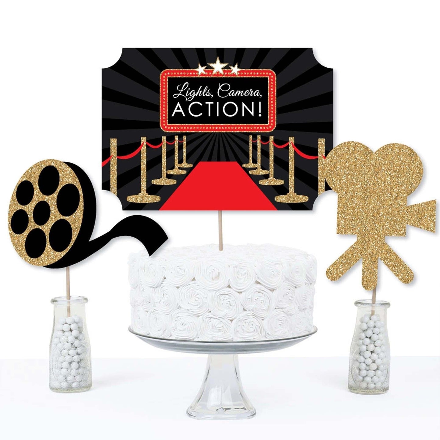 Red Carpet - Movie Night Party Centerpiece Sticks - Table Toppers - Set of 15